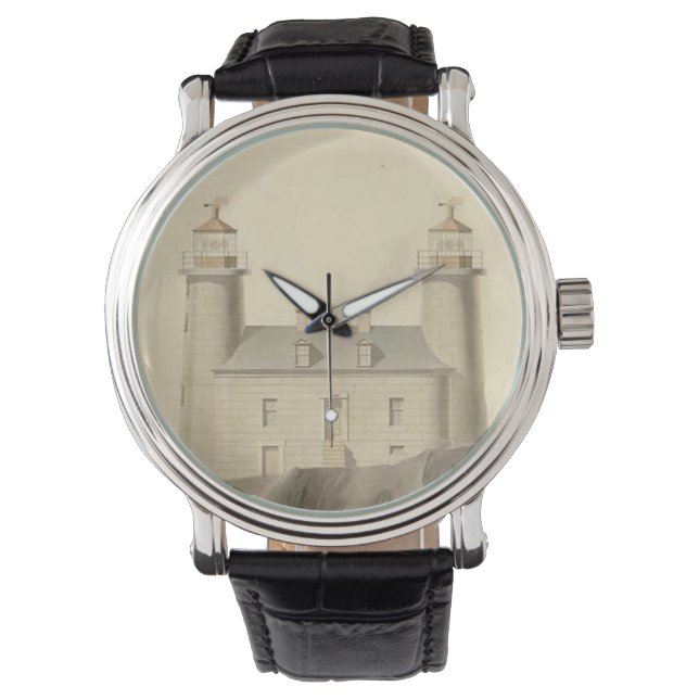 Matinicus Rock Lighthouse Schematics Armbanduhr (Vorderseite)