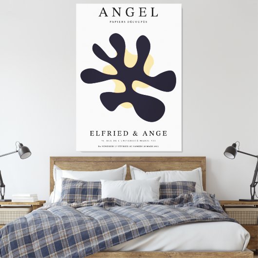 Matisse Abstract Organic Shape Art Print Navy Leinwanddruck (Insitu (Schlafzimmer))