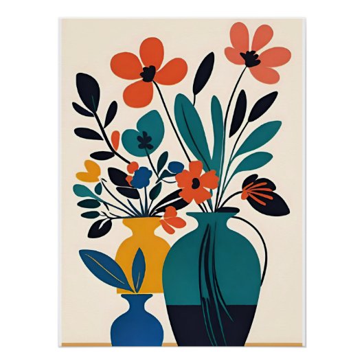 Matisse-artige Blumenvasen Poster (Vorderseite)