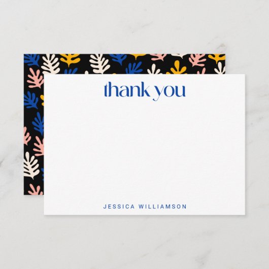 Matisse Botanical Blue Black Custom Brautparty Dankeskarte (Vorne/Hinten)