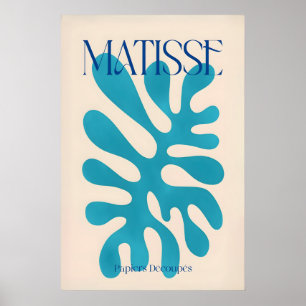 Matisse Cyan Blaue Abstrakte Form Papiers Découpés Poster