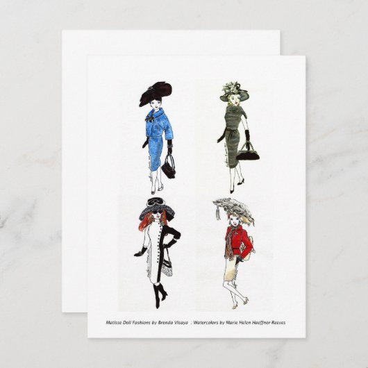 Matisse Doll Fashions - Karte 2, 4,25 x 5,5 (Vorne/Hinten)