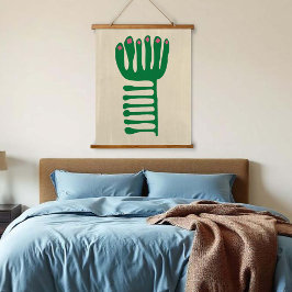 Matisse Inspired Green and Pink Wandteppich Mit Holzrahmen