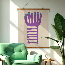Matisse Inspired Purple and Blue Wandteppich Mit Holzrahmen