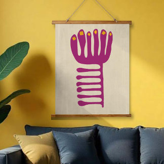 Matisse Inspired Purple and Yellow Wandteppich Mit Holzrahmen