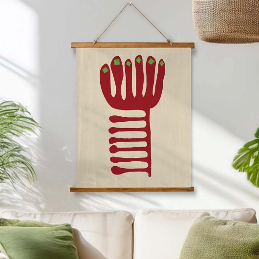 Matisse Inspired Red and Green Wandteppich Mit Holzrahmen