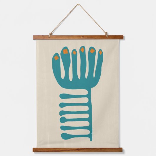 Matisse Inspired Teal and Orange Wandteppich Mit Holzrahmen (Vorderseite)