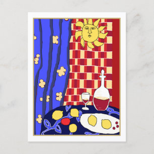 Matisse Inspiriert Blue Red Still Life Weinlemonen Postkarte
