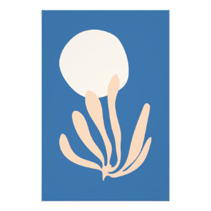 Matisse inspiriert Peach and Blue Leaf Cutout Fotodruck