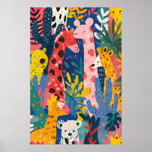 Matisse inspirierte Dschungeltiere Kunstposter Kin Poster