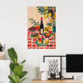 Matisse inspirierter roter Schachbrett-Muster-Lebe Poster (Heimbüro)