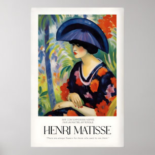 Matisse-Kunstposter - Frau mit blauem Hut-Garten Poster