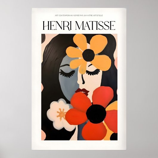Matisse-Kunstposter - Frau mit Blumen abstrakt Poster (Vorne)