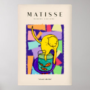 Matisse-Kunstposter - Gelbe Katze mit Fischglas Poster