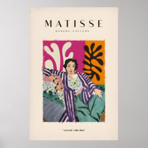 Matisse-Kunstposter - Liegende Frau gestreifter Ba Poster