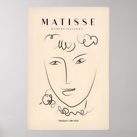 Matisse-Kunstposter - Linienkunst Gesicht Lockiges Poster (Vorne)
