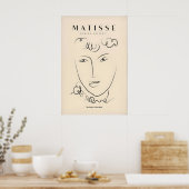 Matisse-Kunstposter - Linienkunst Gesicht Lockiges Poster (Küche)