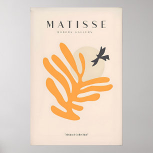 Matisse-Kunstposter - Orange Leaf Vogel-Silhouette Poster