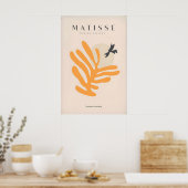 Matisse-Kunstposter - Orange Leaf Vogel-Silhouette Poster (Küche)