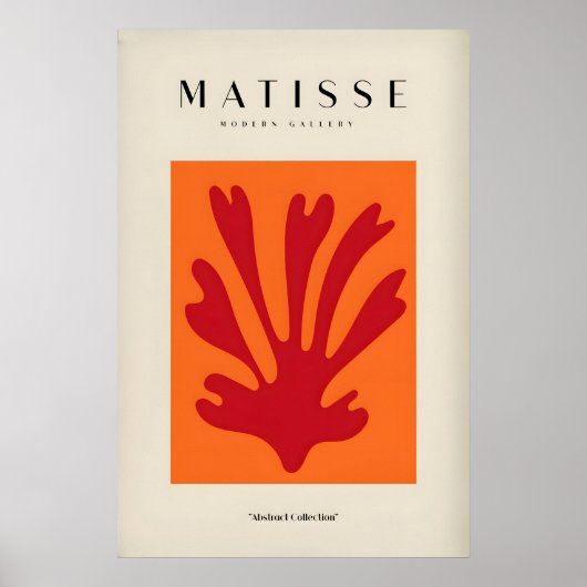 Matisse-Kunstposter - Rotes Blatt abstrakt Orange Poster (Vorne)