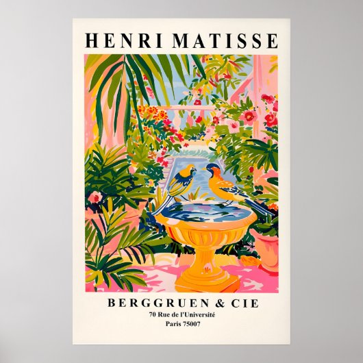 Matisse-Kunstprint Singvögel im Vogelbad Poster (Vorne)