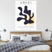 Matisse Leaf Abstract Organic Art Print Navy Leinwanddruck (Insitu (Schlafzimmer))