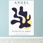 Matisse Leaf Abstract Organic Art Print Navy Leinwanddruck (Insitu (Holzboden))