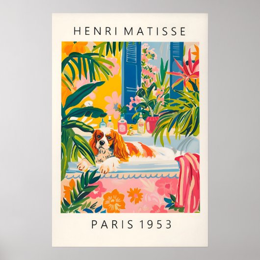 Matisse-Stil Cavalier King Charles Spaniel Kunst Poster (Vorne)