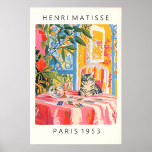 Matisse-Stil-Katze-Tarot-Druck Rosa Dopamin Poster