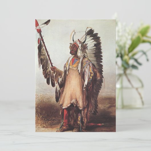 Mato-Tope, ein Hauptportrait von Karl Bodmer (Stehend Vorderseite)