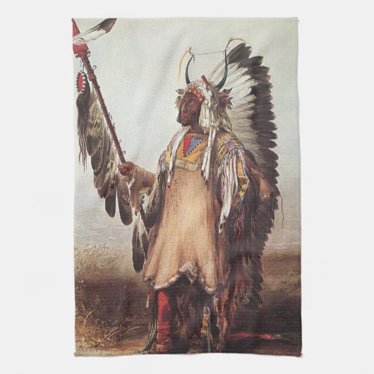 Mato-Tope, ein Hauptportrait von Karl Bodmer Geschirrtuch (Vertikal)