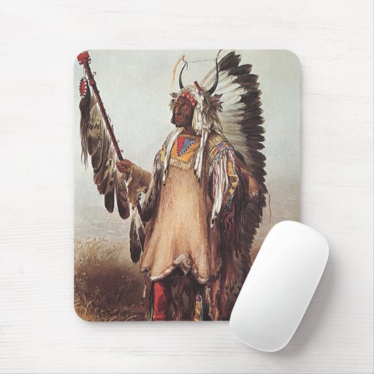 Mato-Tope, ein Hauptportrait von Karl Bodmer Mousepad (Mit Mouse)