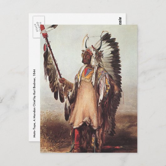 Mato-Tope, ein Hauptportrait von Karl Bodmer Postkarte (Vorne/Hinten)