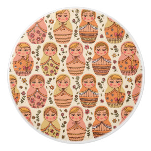 Matreshka Muster Keramik Knopf Keramikknauf