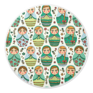 Matreshka Muster Keramik Knopf Keramikknauf