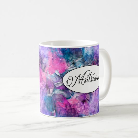 Matriarch-Tasse mit Abstraktem Rosa und Lila Swirl Kaffeetasse (VorderseiteRechts)