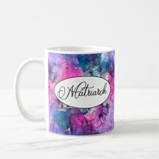 Matriarch-Tasse mit Abstraktem Rosa und Lila Swirl Kaffeetasse (Links)