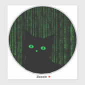 matrix cat, the matrix rain code, binary code aufkleber (Blatt)