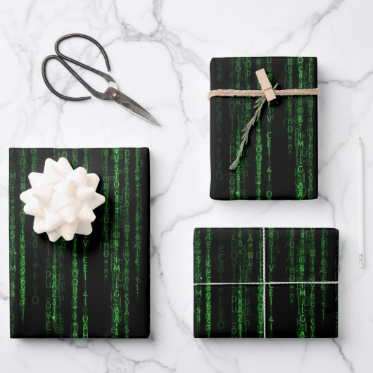 Matrix-Code Geschenkpapier Set (Vorderseite)