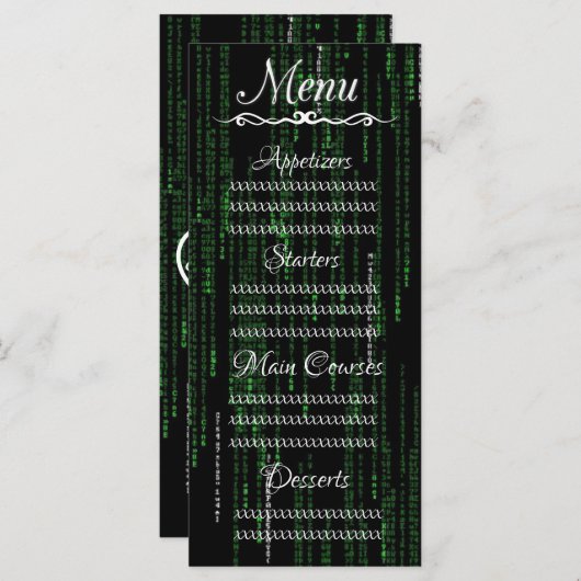 Matrix-Code Menükarte (Vorne/Hinten)