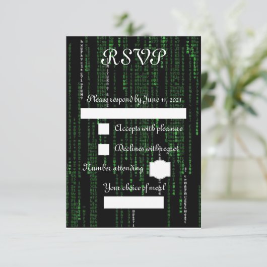 Matrix-Code RSVP Karte (Stehend Vorderseite)