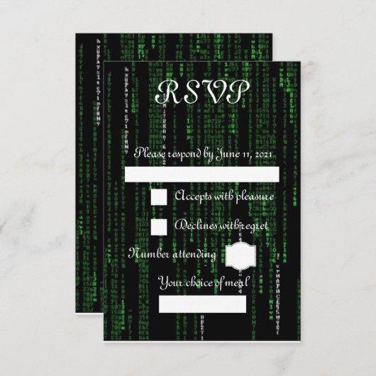 Matrix-Code RSVP Karte (Vorne/Hinten)