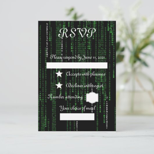 Matrix-Code RSVP Karte (Stehend Vorderseite)