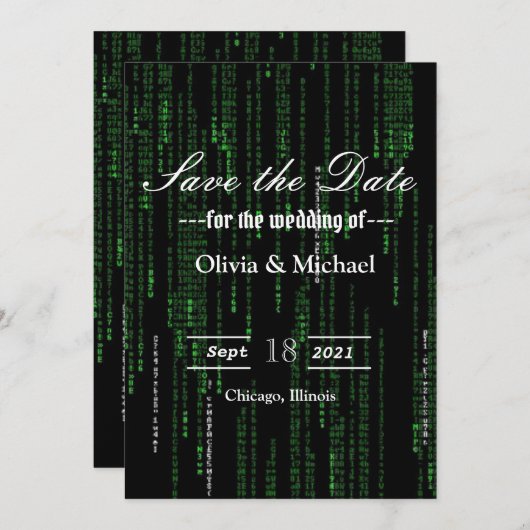 Matrix-Code Save The Date (Vorne/Hinten)