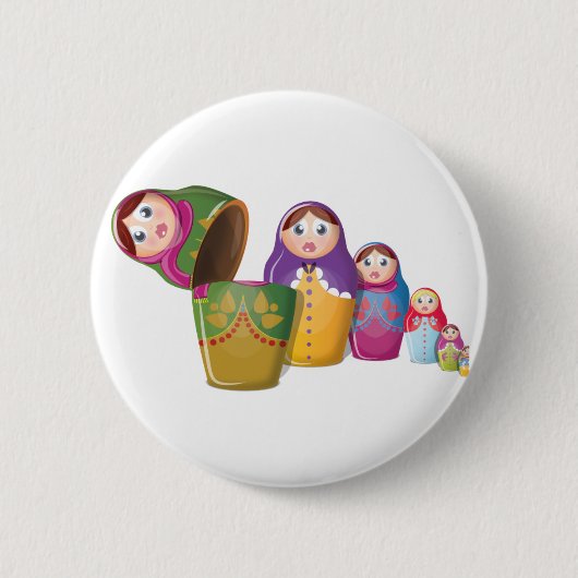 Matrjoschka-Puppe - Russische Nested Dolls Muster Button (Vorderseite)