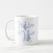 Matron der Ehre Blumenbrief Dusty Blue Custom Kaffeetasse (Links)