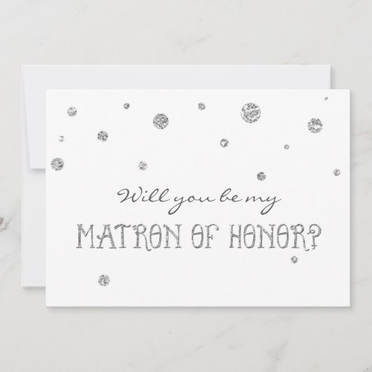 MATRON EONOR White & Silver Glitzer Dots Card Einladung (Vorderseite)