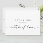 Matron of Ehre Dankeschön Karte | Modernes Minimal<br><div class="desc">Dieses minimalistische Design ist perfekt für die moderne Braut! Mit einem handgeschriebenen Signaturskript gepaart mit einem einfachen serifenlosen Schriftart. Personalisieren Sie Ihre eigene Nachricht auf der Rückseite,  oder bestellen Sie sie leer und schreiben Sie Ihre Nachricht handschriftlich. Karo aus dem Laden für passende Bridesmaid-Karten!</div>