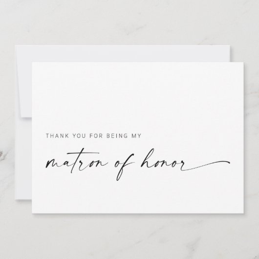 Matron of Ehre Dankeschön Karte | Modernes Minimal (Vorderseite)