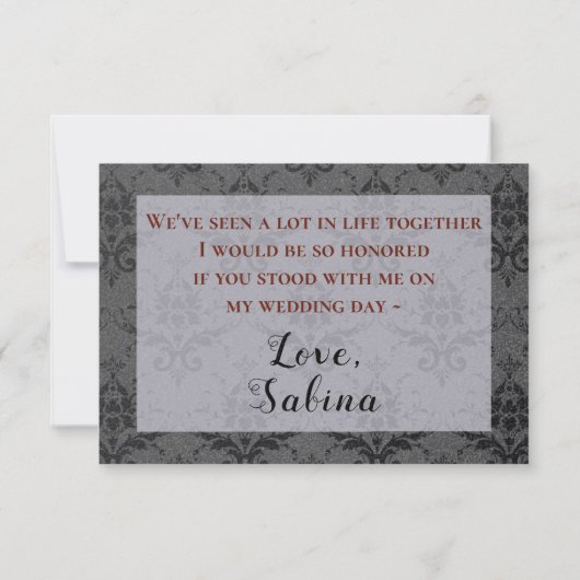 Matron of Ehre Elegant Goth Glam Request Card Einladung (Rückseite)